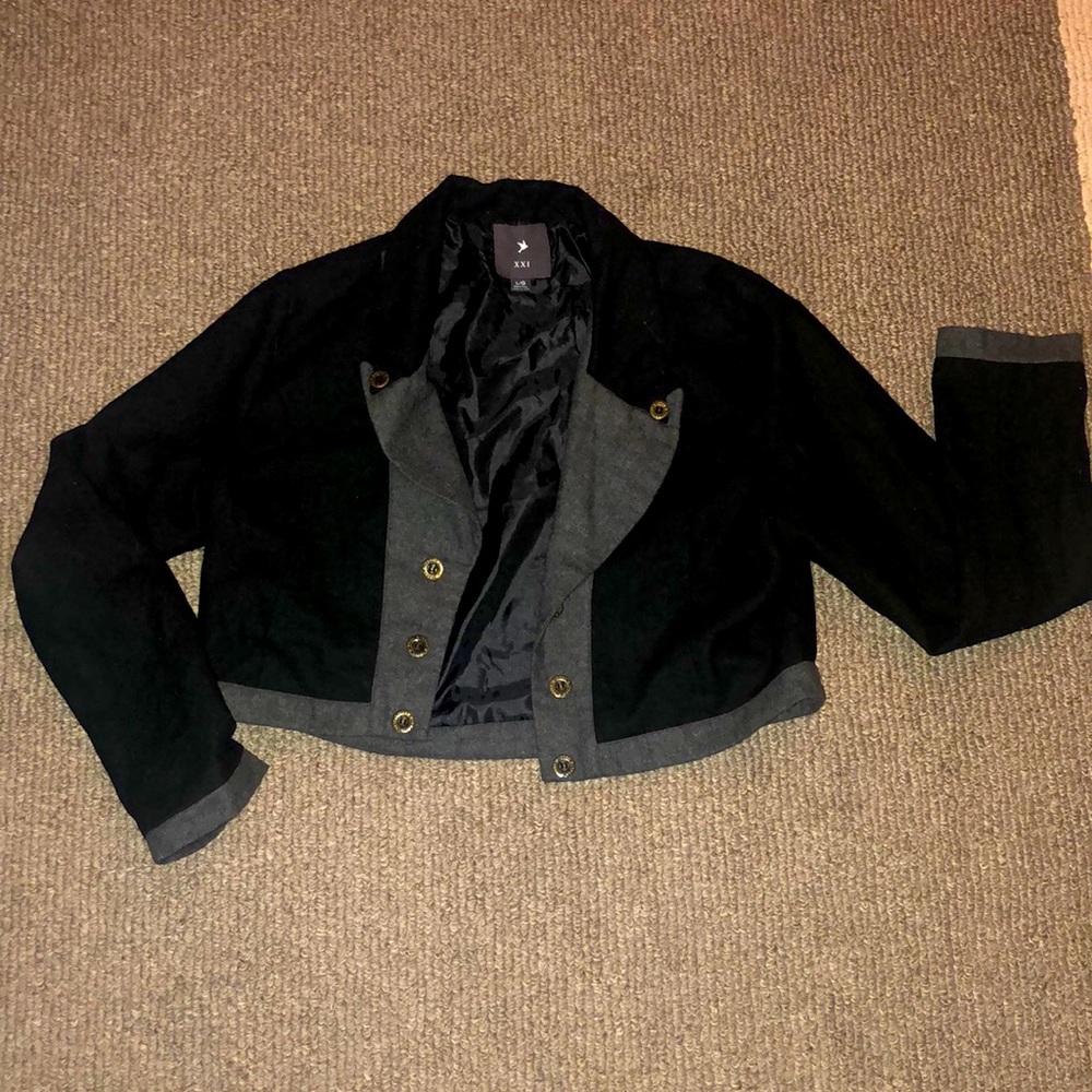 Black & Gray Button Up Blazer